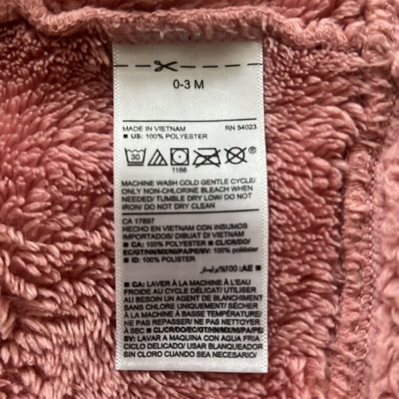 Old Navy Pink Sherpa Vest for Girl Baby - Pink Paradigm with Zip Up (0-3 M) - Picture 5 of 6